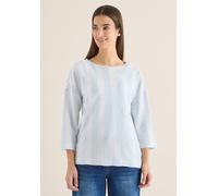 Langarmshirt CECIL, Damen, Gr. XL (44), cloud blau, Web, 50% Baumwolle, 50% Modal, gestreift, comfort fit normal, U-Boot-Ausschnitt, abgesteppt, Shirts Langarmshirt, mit U-Boot-Ausschnitt (49635010-XL