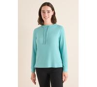 Langarmshirt CECIL, Damen, Gr. XL (44), foam blau melange, Stoff, 67% Viskose, 28% Polyester, 5% Elasthan, unifarben, comfort fit normal, hoch geschlossener Ausschnitt, Bündchen, Shirts Langarmshirt, 