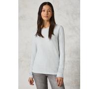 Langarmshirt CECIL, Damen, Gr. XL (44), grün (iced salvia grün melange), Stoff, 80% Viskose, 17% Polyester, 3% Elasthan, unifarben, normal normal, Rundhals, abgesteppt, Shirts Langarmshirt, mit Materi