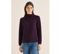 Langarmshirt CECIL, Damen, Gr. XL (44), lila (eggplant rot), Stoff, 47% Modal, 45% Polyester, 8% Elasthan, unifarben, normal normal, hoch geschlossener Ausschnitt, Bündchen, Shirts Langarmshirt, mit g