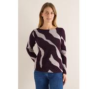 Langarmshirt CECIL, Damen, Gr. XL (44), lila (eggplant rot), Stoff, 63% Polyamid, 24% Polyester, 13% Viskose, comfort fit normal, U-Boot-Ausschnitt, abgesteppt, Shirts Langarmshirt, aus softem Materia