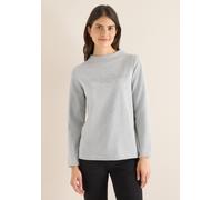 Langarmshirt CECIL, Damen, Gr. XL (44), luna grau melange, Stoff, 66% Polyester, 25% Baumwolle, 5% metallisierte Fasern, 4% Polyamid, bedruckt, comfort fit normal, hoch geschlossener Ausschnitt, abges