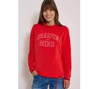 Langarmshirt CECIL, Damen, Gr. XL (44), flame rot, Jersey, Obermaterial: 47% Modal, 45% Polyester, 8% Elasthan, bedruckt, normal hüftbedeckend, Rundhals, Bündchen, Shirts Langarmshirt, mit Stehkragen