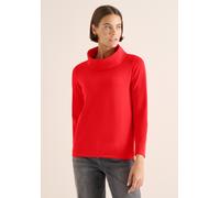 Langarmshirt CECIL, Damen, Gr. XL (44), rot (pumpkin orange), Stoff, 63% Modal, 35% Baumwolle, 2% Elasthan, unifarben, comfort fit normal, hoch geschlossener Ausschnitt, abgesteppt, Shirts Langarmshir