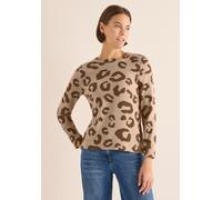Langarmshirt CECIL, Damen, Gr. XL (44), sandalwood beige melange, Stoff, 67% Viskose, 28% Polyester, 5% Elasthan, meliert, comfort fit normal, Rundhals, Bündchen, Shirts, aus softem Materialmix (47113