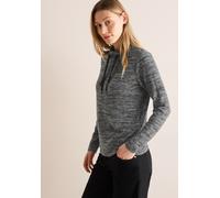 Langarmshirt CECIL, Damen, Gr. XL (44), schwarz (schwarz melange), Stoff, 79% Polyester, 19% Viskose, 2% Elasthan, meliert, normal normal, ohne Ausschnitt, Bündchen, Shirts Langarmshirt, bestehend aus