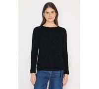 Langarmshirt CECIL, Damen, Gr. XL (44), schwarz, Stoff, 65% Polyamid, 23% Polyester, 12% Viskose, gemustert, normal normal, U-Boot-Ausschnitt, abgesteppt, Shirts Langarmshirt, mit Tunnelzug am Saum (8