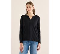 Langarmshirt CECIL, Damen, Gr. XL (44), schwarz, Web, 48% Baumwolle, 48% Modal, 4% Elasthan, unifarben, comfort fit normal, Rundhals, abgesteppt, Shirts Langarmshirt, aus Baumwolle mit Stretchante (34