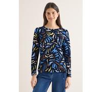 Langarmshirt CECIL, Damen, Gr. XL (44), universal blau, Web, 100% Baumwolle, gemustert, comfort fit normal, Bündchen, Shirts Langarmshirt, im soften Baumwoll-Mix (56677813-XL) universal blau