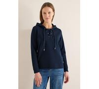 Cecil Damen Hoodie Shirt mit Strings in Blau, Gr: XL