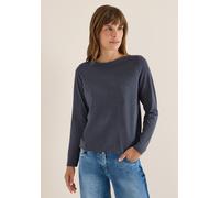 Langarmshirt CECIL, Damen, Gr. XL (44), urban dunkelblau melange, Web, 50% Baumwolle, 50% Polyester, unifarben, normal normal, U-Boot-Ausschnitt, abgesteppt, Shirts Langarmshirt, im Melange Look (7056