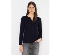 Cecil Damen Split Neck Langarmshirt in Blau, Gr: XL