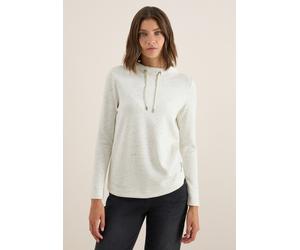 Langarmshirt CECIL, Damen, Gr. XL (44), vanilleweiß, Stoff, 72% Viskose, 23% Polyester, 5% Elasthan, unifarben, normal normal, hoch geschlossener Ausschnitt, abgesteppt, Shirts Langarmshirt, mit Struk