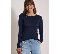 Langarmshirt CECIL, Damen, Gr. XS (36), blau (urban dunkelblau), Stoff, 100% Lyocell, unifarben, comfort fit normal, U-Boot-Ausschnitt, abgesteppt, Shirts Langarmshirt, im Basic-Style (28895855-XS) ur