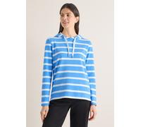 Langarmshirt CECIL, Damen, Gr. XS (36), fountain blau, Web, 48% Baumwolle, 48% Modal, 4% Elasthan, gestreift, comfort fit normal, Rundhals, Bündchen, Shirts Langarmshirt, mit Kapuze (56685161-XS) foun