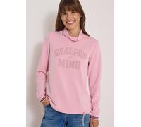 Langarmshirt CECIL, Damen, Gr. XS (36), rosa (mellow rose), Stoff, 47% Modal, 45% Polyester, 8% Elasthan, unifarben, normal normal, hoch geschlossener Ausschnitt, abgesteppt, Shirts Langarmshirt, mit