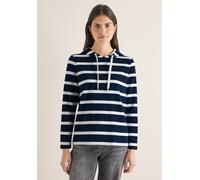 Langarmshirt CECIL, Damen, Gr. XS (36), universal blau, Web, 48% Baumwolle, 48% Modal, 4% Elasthan, gestreift, comfort fit normal, Rundhals, Bündchen, Shirts Langarmshirt, mit Kapuze (27357333-XS) uni