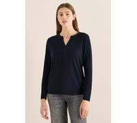 Langarmshirt CECIL, Damen, Gr. XS (36), universal blau, Web, 48% Baumwolle, 48% Modal, 4% Elasthan, unifarben, comfort fit normal, Rundhals, abgesteppt, Shirts Langarmshirt, aus Baumwolle mit Stretcha