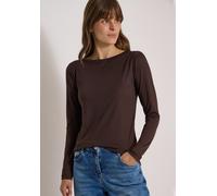 Langarmshirt CECIL, Damen, Gr. XXL (46), braun (truffle braun), Stoff, 100% Lyocell, unifarben, comfort fit normal, U-Boot-Ausschnitt, abgesteppt, Shirts Langarmshirt, im Basic-Style, Topseller (38906