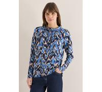Langarmshirt CECIL, Damen, Gr. XXL (46), bunt (cloud blau), Web, 48% Baumwolle, 48% Modal, 4% Elasthan, gemustert, comfort fit normal, hoch geschlossener Ausschnitt, normaler Saum, Shirts Langarmshirt
