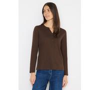 Cecil Damen Split Neck Langarmshirt in Braun, Gr: XXL