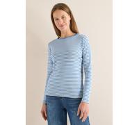 Langarmshirt CECIL, Damen, Gr. XXL (46), fountain blau, Jersey, Obermaterial: 76% Baumwolle, 24% Modal, gestreift, normal hüftbedeckend, Rundhals, Shirts Langarmshirt, im Streifen-Look (83703534-XXL)
