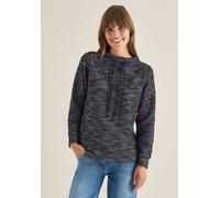 Langarmshirt CECIL, Damen, Gr. XXL (46), grau (urban dunkelblau), Web, 45% Polyester, 40% Baumwolle, 14% Viskose, 1% Elasthan, Strukturmuster, comfort fit normal, Rundhals, Bündchen, Shirts Langarmshi