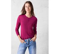 Langarmshirt CECIL, Damen, Gr. XXL (46), pink (jewel pink), Stoff, 80% Viskose, 17% Polyester, 3% Elasthan, gestreift, normal normal, Rundhals, abgesteppt, Shirts Langarmshirt, mit Streifen-Struktur (