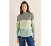 Langarmshirt CECIL, Damen, Gr. XXL (46), raw khaki, Stoff, 92% Viskose, 6% Polyester, 2% Elasthan, colorblocking, comfort fit normal, hoch geschlossener Ausschnitt, abgesteppt, Shirts Langarmshirt, im