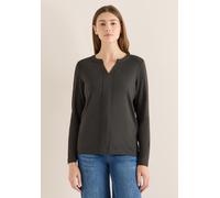 Cecil Blusenshirt Damen Tunika-Look raw khaki Jersey V-Ausschnitt regular fit hüftlang XXL