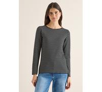 Cecil Damen Gestreiftes Shirt in Schwarz, Gr: XXL