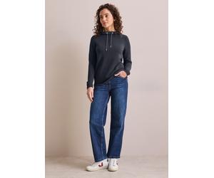 Langarmshirt CECIL, Damen, Gr. XXL (46), universal blau, Stoff, 46% Modal, 46% Polyester, 8% Elasthan, unifarben, gerade normal, hoch geschlossener Ausschnitt, Bündchen, Shirts Langarmshirt, aus softe