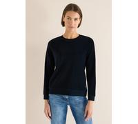 Langarmshirt CECIL, Damen, Gr. XXL (46), universal blau, Web, 78% Baumwolle, 18% Polyester, 4% Elasthan, unifarben, comfort fit normal, Rundhals, Bündchen, Shirts Langarmshirt, mit Rundhalsausschnitt