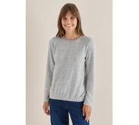 Langarmshirt CECIL, Damen, Gr. XXL (46), urban dunkelblau, Stoff, 74% Viskose, 23% Polyester, 3% Elasthan, unifarben, comfort fit normal, Rundhals, abgesteppt, Shirts Langarmshirt, mit Elastiksaum (26