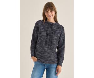 Langarmshirt CECIL, Damen, Gr. XXL (46), urban dunkelblau, Web, 45% Polyester, 40% Baumwolle, 14% Viskose, 1% Elasthan, Strukturmuster, comfort fit normal, Rundhals, Bündchen, Shirts Langarmshirt, mit