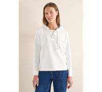 Langarmshirt CECIL, Damen, Gr. XXL (46), vanilleweiß, Web, 80% Baumwolle, 15% Polyester, 5% Elasthan, unifarben, comfort fit normal, ohne Ausschnitt, Bündchen, Shirts Langarmshirt, Jersey (92410546-XX