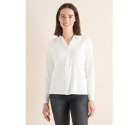 Langarmshirt CECIL, Damen, Gr. XXL (46), vanilleweiß, Web, 57% Baumwolle, 38% Modal, 5% Elasthan, unifarben, normal normal, V-Ausschnitt, abgesteppt, Shirts Langarmshirt, mit Knopfleiste (25114631-XXL