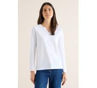 Langarmshirt CECIL, Damen, Gr. XXL (46), weiß, Web, 100% Baumwolle, unifarben, normal normal, Rundhals, abgesteppt, Shirts Langarmshirt, aus reiner Baumwolle (88910442-XXL) weiß
