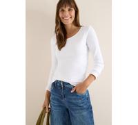 Langarmshirt CECIL "Style Pia", Damen, Gr. L (42), weiß, Jersey, Obermaterial: 100% Baumwolle, unifarben, regular fit normal, Rundhals, gerader Abschluss, Shirts (67781037-L) weiß