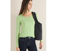 Langarmshirt CECIL "Style Pia", Damen, Gr. XXL (46), bamboo grün, Jersey, Obermaterial: 100% Baumwolle, regular fit normal, Rundhals, gerader Abschluss, Shirts Langarmshirt (86311718-XXL) bamboo grün