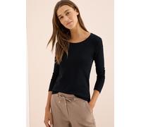 Langarmshirt CECIL "Style Pia", Damen, Gr. XXL (46), schwarz, Jersey, Obermaterial: 100% Baumwolle, unifarben, casual, regular fit normal, Rundhals, Langarm gerader Abschluss, Shirts (90744065-XXL) sc