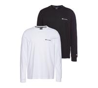 Langarmshirt CHAMPION, Herren, Gr. 4XL(58), schwarz-weiß (weiß, schwarz), Obermaterial: 100% Baumwolle, Basic schmal hüftlang, Rundhals, Shirts Langarmshirt (73588831-4XL) weiß, schwarz