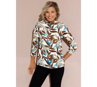 Langarmshirt CLASSIC BASICS "Feinstrickpullover", Damen, Gr. 54, braun (schoko, ecru, bedruckt), 95% Polyester, 5% Elasthan, gemustert, mehrfarbig, Shirts Langarmshirt (61234941-54) schoko, ecru, bedr