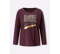 Langarmshirt CLASSIC BASICS "Langarm-Shirt", Damen, Gr. 44, burgund, taupe, 100% Baumwolle, Rundhals, Shirts Langarmshirt (94983317-44) burgund, taupe