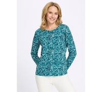 Langarmshirt CLASSIC BASICS "Langarm-Shirt", Damen, Gr. 50, grün (petrol, ecru, bedruckt), 100% Baumwolle, bedruckt, gemustert, Rundhals, Shirts Langarmshirt (71921549-50) petrol, ecru, bedruckt