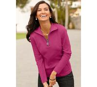 Langarmshirt CLASSIC BASICS "Shirt", Damen, Gr. 36, pink (fuchsia), 100% Baumwolle, unifarben, V-Ausschnitt, Shirts Langarmshirt (87021445-36) fuchsia