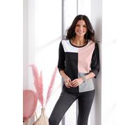 Langarmshirt CLASSIC BASICS "Shirt", Damen, Gr. 46, schwarz (schwarz, puder, gemustert), 100% Baumwolle, gemustert, mehrfarbig, Rundhals, Shirts Langarmshirt (33343016-46) schwarz, puder, gemustert