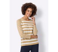 Langarmshirt CLASSIC BASICS "Streifenshirt", Damen, Gr. 56, braun (camel, ecru, geringelt), 100% Baumwolle, bedruckt, gemustert, gestreift, mehrfarbig, Rundhals, Shirts Langarmshirt (17267923-56) came