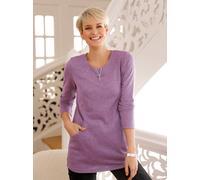 Langarmshirt CLASSIC BASICS "Winter-Shirt", Damen, Gr. 42, lila (violett, schwarz, meliert), 95% Polyester, 5% Elasthan, meliert, Rundhals, Shirts Langarmshirt (54331661-42) violett, schwarz, meliert