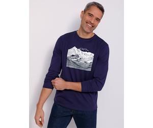 Langarmshirt CLASSIC "Freizeitshirt", Herren, Gr. 52/54, lila (marine), 100% Baumwolle, gemustert, mehrfarbig, Rundhals, Shirts Langarmshirt (92907815-52) marine